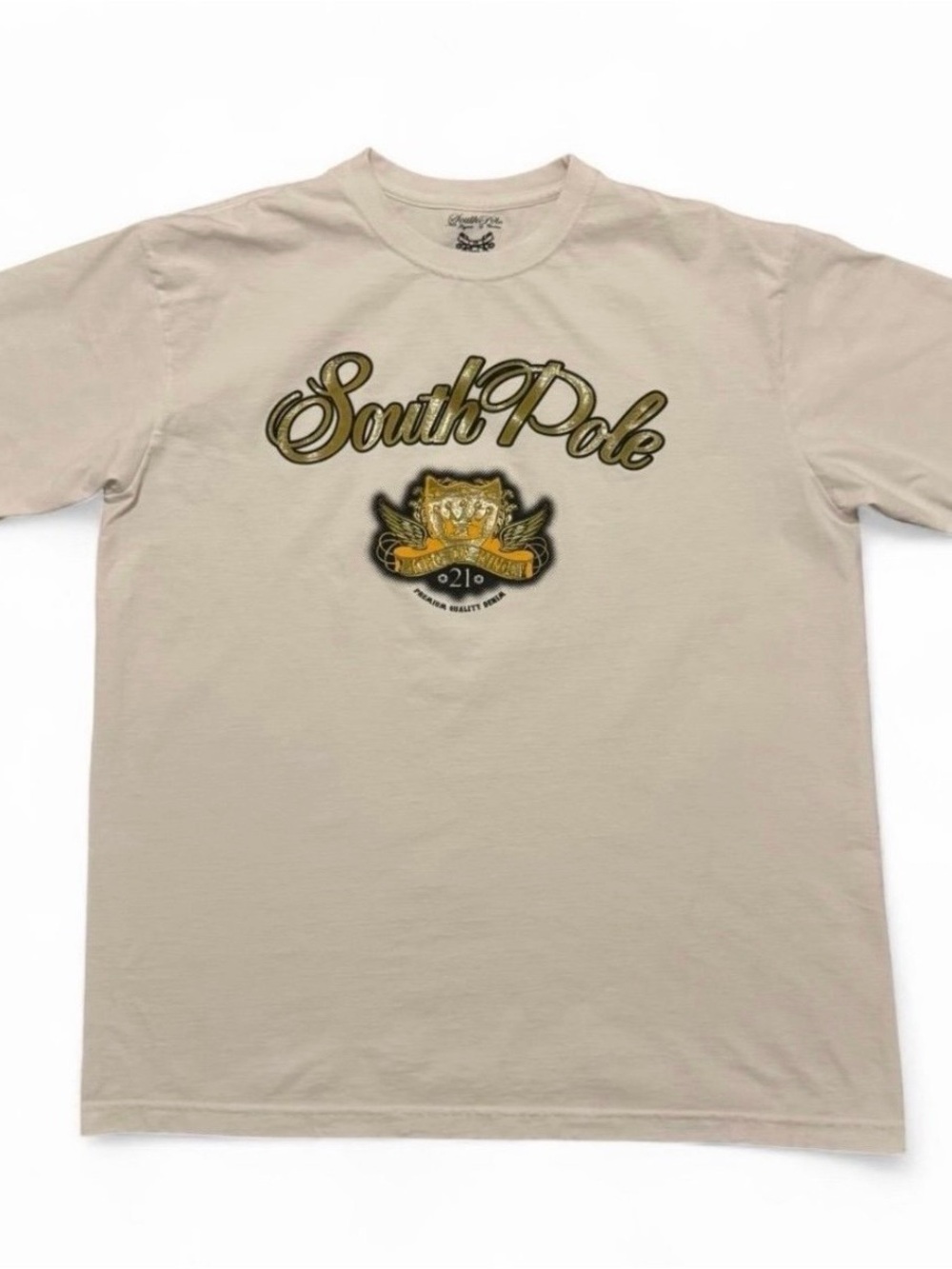 Southpole vintage mens white y2k graphics short sleeve shirt